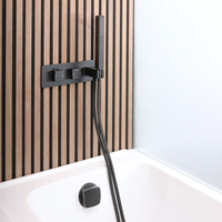 Miscelatore Doccia Termostatico con Deviatore,  con Erogatore Vasca con Troppopieno e Doccetta (2 Vie) - Nero - Preto