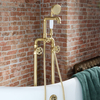Miscelatore in Stile Industriale per Vasca Freestanding con Doccetta - Oro Satinato