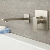 Miscelatore Manuale ad 1 Via per Lavabo o Vasca in Nichel Spazzolato Completo di Erogatore - Harting