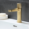 Miscelatore Moderno Monocomando a Pulsante per Lavabo - Oro Satinato