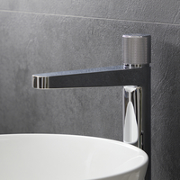 Miscelatore Moderno Monoforo Alto per Lavabo con Pulsante a Pressione - Scelta di Finiture