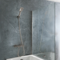 Miscelatore Quadrato Termostatico a Barra con Doccetta - Grigio Canna di Fucile - Rune