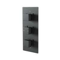 Miscelatore Termostatico Moderno Quadrato con Deviatore – 3 Vie – Grigio Canna di Fucile – Preto