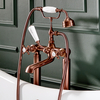 Miscelatore Vasca Freestanding Tradizionale con Maniglie a Croce e Doccetta - Rame Satinato