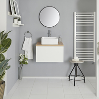 Mobile Bagno Bianco 600mm con Lavabo da Appoggio e Opzione LED - Newington