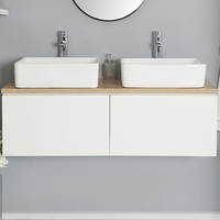 Mobile Bagno Bianco Opaco 1200mm con Lavabi da Appoggio e Opzione LED - Newington