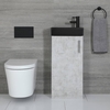 Mobile Bagno Grigio Calcestruzzo con Lavabo Nero – 400mm – Cluo