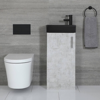 Mobile Bagno Grigio Calcestruzzo con Lavabo Nero – 400mm – Cluo