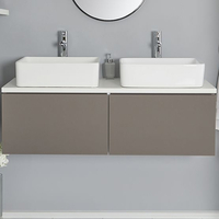 Mobile Bagno Grigio Opaco 1200mm con Lavabi da Appoggio e Opzione LED - Newington