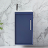 Mobile Bagno Sospeso Blu Marino 400mm con Lavabo e Maniglia con Barra a T Cromata - Edge