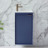 Mobile Bagno Sospeso Blu Marino 400mm con Lavabo e Maniglia con Impugnatura a Dito Ottone Spazzolato - Edge