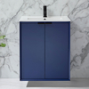 Mobile Bagno Sospeso Blu Marino 610mm con Lavabo e Maniglie Nere con Impugnatura a Dito - Edge