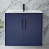 Mobile Bagno Sospeso Blu Marino 810mm con Lavabo e Maniglie Nere con Barra a T - Edge