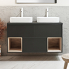 Mobile Bagno Sospeso con Ripiano Aperto da 1200mm in Grigio Nero con Lavabi d