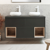 Mobile Bagno Sospeso con Ripiano Aperto da 1200mm in Grigio Nero con Lavabi d