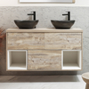Mobile Bagno Sospeso con Ripiano Aperto da 1200mm in Rovere Chiaro con Lavabi d