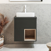 Mobile Bagno Sospeso con Ripiano Aperto da 600mm in Grigio Nero con Lavabo d