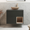 Mobile Bagno Sospeso con Ripiano Aperto da 800mm in Grigio Nero con Lavabo d
