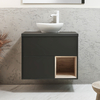 Mobile Bagno Sospeso con Ripiano Aperto da 800mm in Grigio Nero con Lavabo d