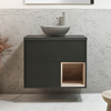 Mobile Bagno Sospeso con Ripiano Aperto da 800mm in Grigio Nero con Lavabo d