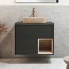 Mobile Bagno Sospeso con Ripiano Aperto da 800mm in Grigio Nero con Lavabo d