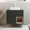 Mobile Bagno Sospeso con Ripiano Aperto da 800mm in Grigio Nero con Lavabo d