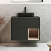 Mobile Bagno Sospeso con Ripiano Aperto da 800mm in Grigio Nero con Lavabo d
