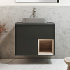 Mobile Bagno Sospeso con Ripiano Aperto da 800mm in Grigio Nero con Lavabo d