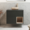 Mobile Bagno Sospeso con Ripiano Aperto da 800mm in Grigio Nero con Lavabo d