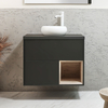 Mobile Bagno Sospeso con Ripiano Aperto da 800mm in Grigio Nero con Lavabo d