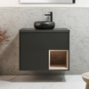 Mobile Bagno Sospeso con Ripiano Aperto da 800mm in Grigio Nero con Lavabo d