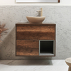 Mobile Bagno Sospeso con Ripiano Aperto da 800mm in Rovere Scuro con Lavabo d