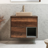 Mobile Bagno Sospeso con Ripiano Aperto da 800mm in Rovere Scuro con Lavabo d