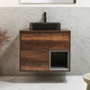 Mobile Bagno Sospeso con Ripiano Aperto da 800mm in Rovere Scuro con Lavabo d