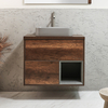 Mobile Bagno Sospeso con Ripiano Aperto da 800mm in Rovere Scuro con Lavabo d