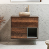 Mobile Bagno Sospeso con Ripiano Aperto da 800mm in Rovere Scuro con Lavabo d
