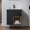 Mobile Bagno Sospeso con Ripiano Aperto in Grigio Nero da 612mm con Lavabo Effetto Marmo