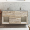 Mobile Bagno Sospeso con Ripiano Aperto in Rovere Chiaro da 1212mm con Lavabo Grigio (Pebble) - Hoxton