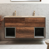 Mobile Bagno Sospeso con Ripiano Aperto in Rovere Scuro da 1212mm con Lavabo Beige (Sand) - Hoxton