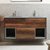 Mobile Bagno Sospeso con Ripiano Aperto in Rovere Scuro da 1212mm con Lavabo Grigio (Pebble) - Hoxton