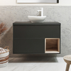 Mobile Bagno Sospeso da 1000mm in Grigio Nero con Lavabo d