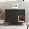 Mobile Bagno Sospeso da 1000mm in Grigio Nero con Lavabo d