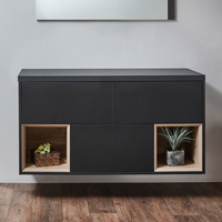 Mobile Bagno Sospeso Grigio/Nero con Ripiano Aperto 1200mm