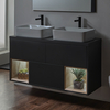 Mobile Bagno Sospeso in Grigio Nero con Ripiano Aperto da 1200mm con Lavabo d