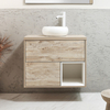 Mobile Bagno Sospeso Rovere Chiaro 800mm Con Ripiano Aperto E Lavabo Rotondo Bianco (Chalk) - Hoxton