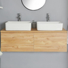 Mobile Bagno Sospeso Rovere Dorato 1200mm con Lavabi da Appoggio e Opzione LED - Newington