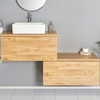 Mobile Bagno Sospeso Rovere Dorato 1400mm con Lavabo da Appoggio e Opzione LED - Newington