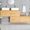Mobile Bagno Sospeso Rovere Dorato 1800mm con Lavabi da Appoggio e Opzione LED - Newington