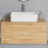 Mobile Bagno Sospeso Rovere Dorato 800mm con Lavabo da Appoggio e Opzione LED - Newington
