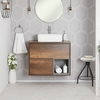 Mobile Bagno Sospeso Rovere Scuro 800mm con Lavabo da Appoggio e Opzione LED - Hoxton